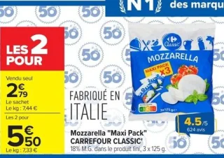 Mozzarella "Maxi Pack" Carrefour Classic