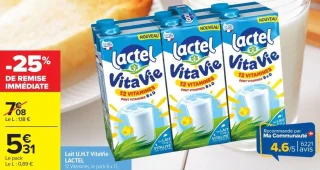 Lait U.H.T VitaVie Lactel
