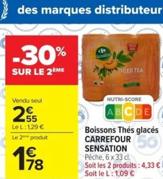Boissons Thés glacés CARREFOUR SENSATION Pêche