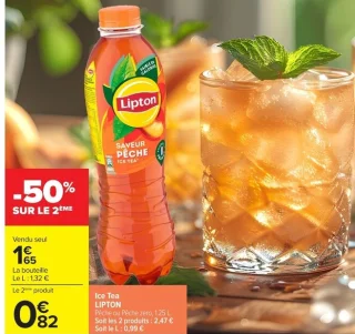 Ice Tea LIPTON Pêche ou Pêche zero