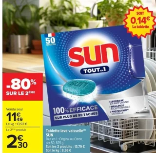 Tablette lave vaisselle SUN