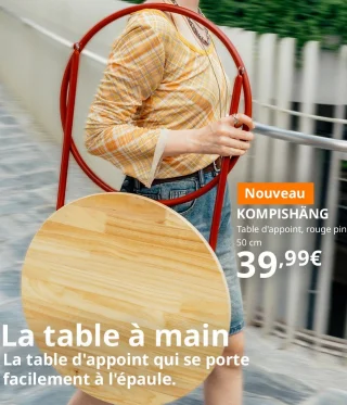 KOMPISHÄNG Table d'appoint, rouge pin, 50 cm