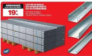 LOT DE 10 RAILS OU 10 MONTANTS OU 10 FOURRURES