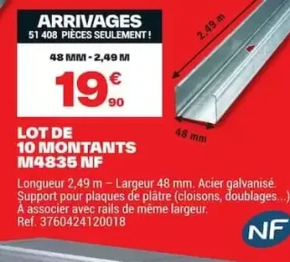 Lot de 10 montants M4835 NF