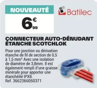 Connecteur auto-dénudant étanche Scotchlok Batilec