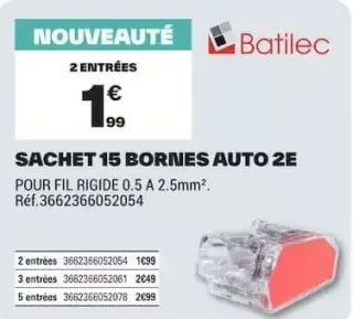 Sachet 15 bornes auto 2E Batilec