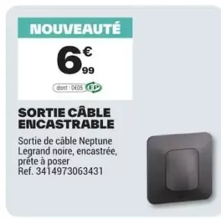 Sortie câble encastrable Legrand Neptune