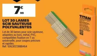 Lot 30 lames scie sauteuse polyvalentes Titan