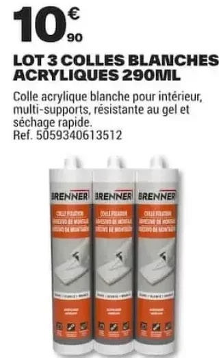 Lot 3 Colles Blanches Acryliques 290ML Brenner