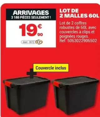 Lot de 2 malles 60L