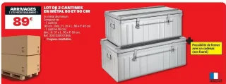Lot de 2 cantines en métal 80 et 90 cm