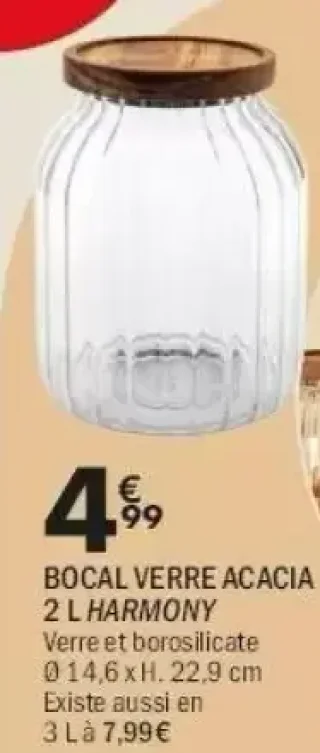 Bocal verre Acacia 2 L Harmony