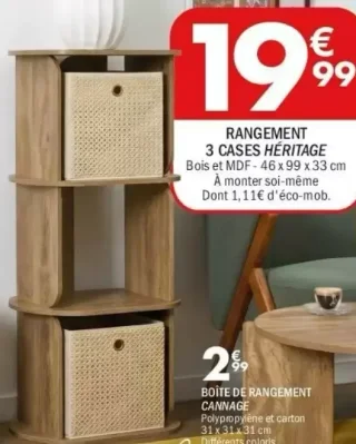 Rangement 3 cases Héritage