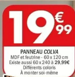 Panneau Colva MDF et feutrine - 60 x 120 cm