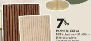 Panneau Colva MDF et feutrine - 60 x 60 cm