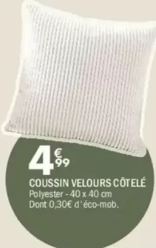 Coussin velours côtelé