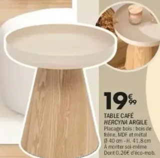 Table café Hercyna argile