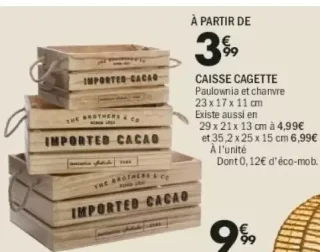 Caisse cagette Paulownia et chanvre