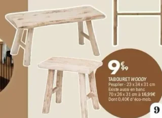 Tabouret Woody Peuplier