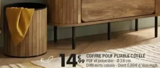 Coffre pouf pliable Côtelé