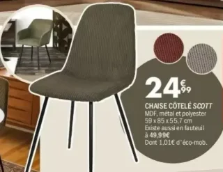Chaise côtelé Scott