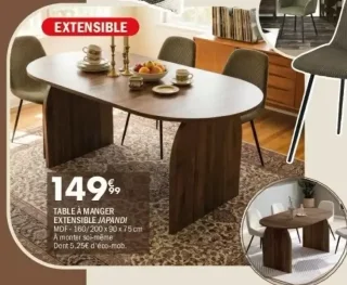 Table à manger extensible Japandi