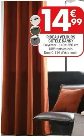 Rideau velours côtelé Dandy