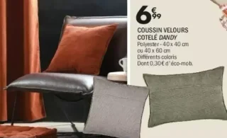 Coussin velours côtelé Dandy