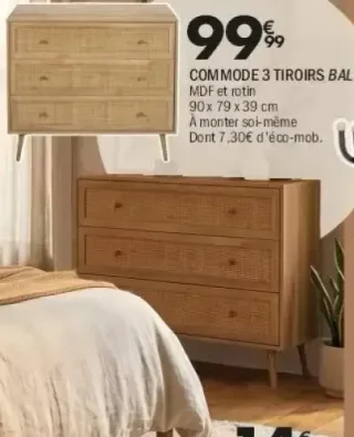 COMMODE 3 TIROIRS BALI