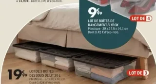 Lot de 3 boîtes dessous de lit 30 L