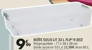 Boîte sous lit 33 L Flip'N Bed