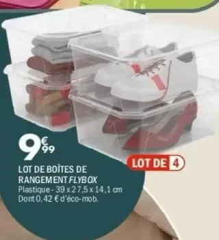 Lot de 4 boîtes de rangement Flybox
