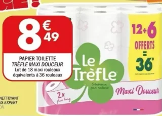 PAPIER TOILETTE TRÈFLE MAXI DOUCEUR