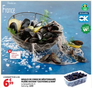 MOULES DE CORDE DE MÉDITERRANÉE FILIÈRE AUCHAN "CULTIVONS LE BON"