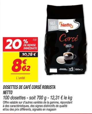 Dosettes de café corsé robusta