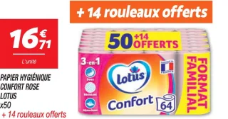 Papier hygiénique confort rose