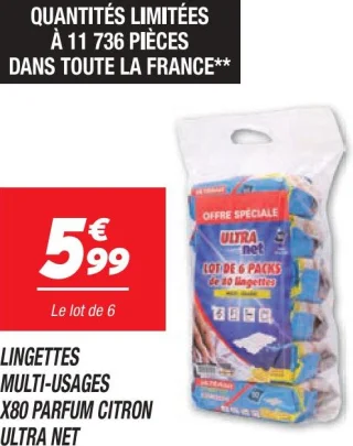 Lingettes multi-usages x80 parfum citron