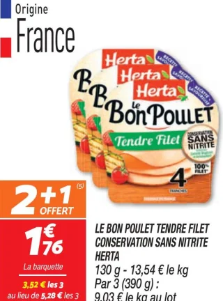 Le bon poulet tendre filet conservation sans nitrite