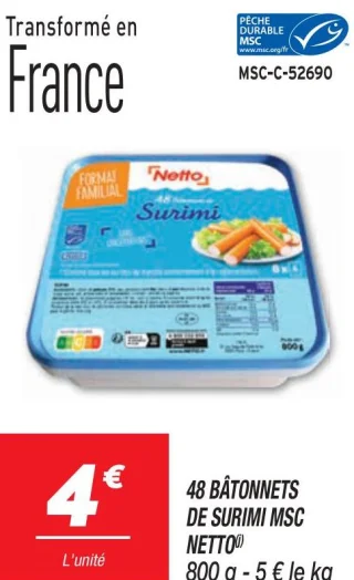 48 bâtonnets de surimi msc