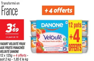 Yaourt velouté fruix aux fruits panachés
