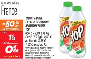 Yaourt à boire en offre découverte aromatisé fraise