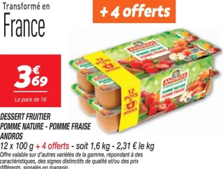 Dessert fruitier pomme nature - pomme fraise