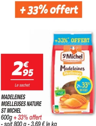 Madeleines moelleuses nature