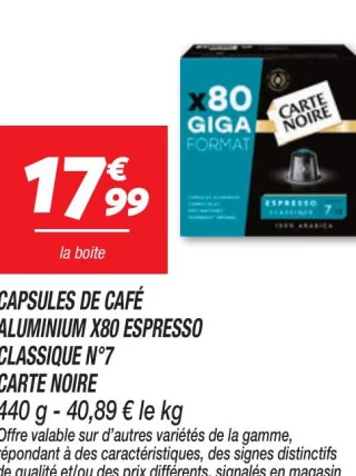 Capsules de café aluminium  x80 espresso classique n°7
