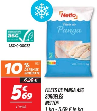Filets de panga asc surgelés 