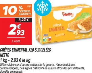  crêpes emmental x20 surgelées 