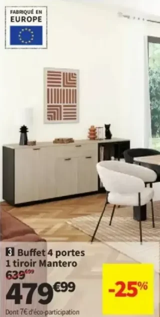 Buffet 4 portes 1 tiroir Mantero