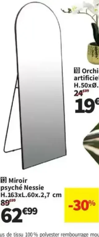 Miroir psyché Nessie H.163xL.60x2,7 cm