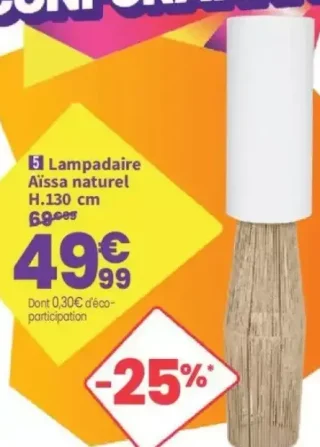 Lampadaire Aïssa naturel H.130 cm
