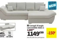 Canapé d'angle convertible Eden 2